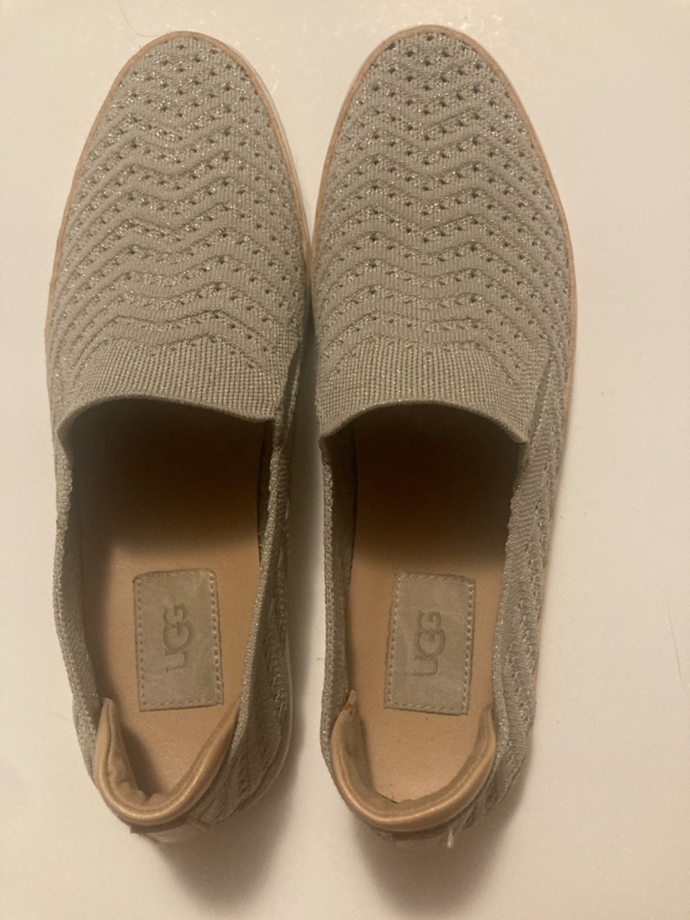 UGG Women's Knit Slip-On Flats in Grey with Metallic Accent